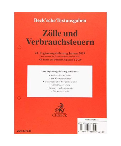 Zölle und Verbrauchsteuern  41. Ergänzungslieferung