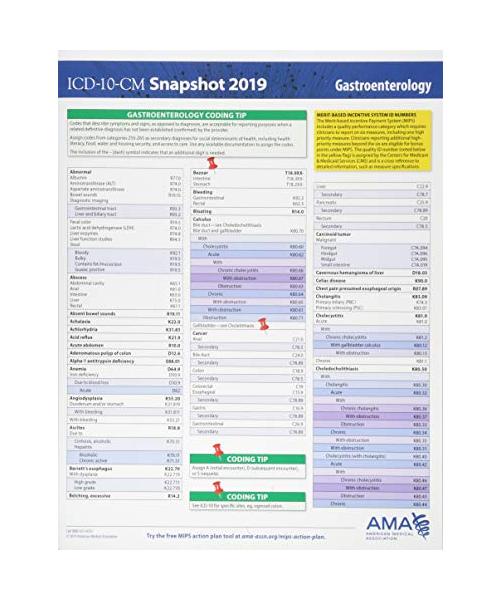ICD-10-CM 2019 Snapshot Coding Card: Gastroenterology