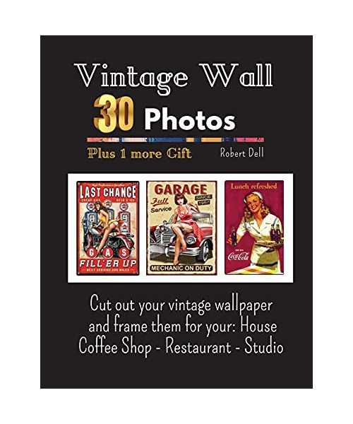 Vintage Wall 30 Photos to Frame - Plus 1 More Gift: Cut out your vintage wallpaper and frame them for your: House Coffee Shop - Restaurant - Studio