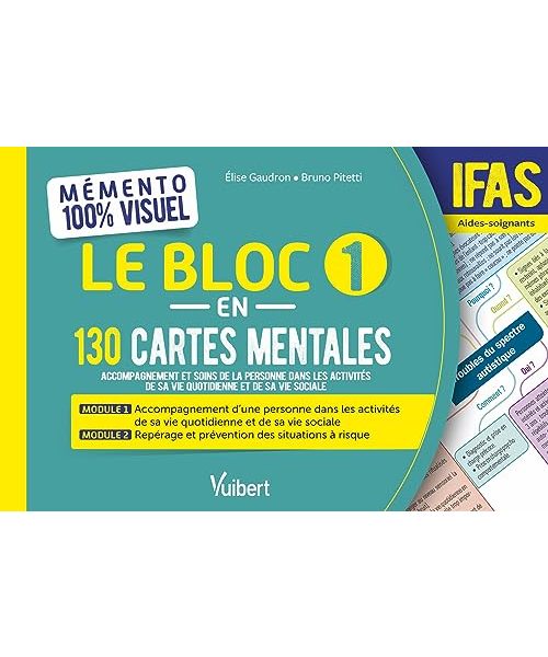 Mémento 100% visuel - Le Bloc 1 en 130 cartes mentales - IFAS: Accompagnement et soins de la personne dans les activités de sa vie quotidienne et de sa vie sociale