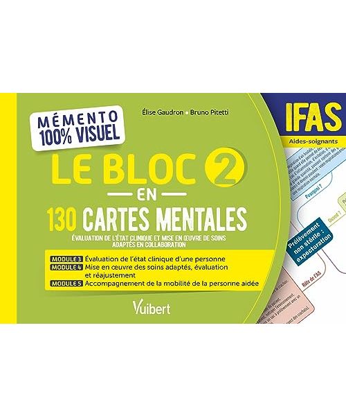 Mémento 100% visuel - Le Bloc 2 en 130 cartes mentales - IFAS: Evaluation de l’état clinique et mise en oeuvre de soins adaptés en collaboration