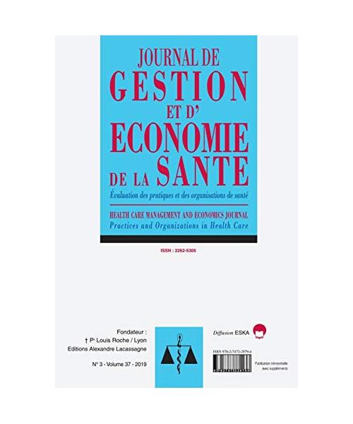 Évaluation des Pratiques et des Organisations de Sante-Jges 3-2019 - Journal de Gestion et d'Economi