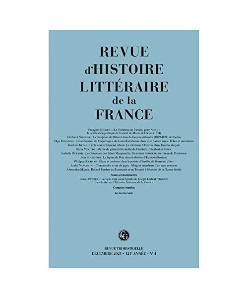 Revue D'histoire Litteraire De La France: 121 année (Revue D'histoire Litteraire De La France, 20, Band 4)