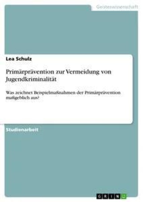 Primärprävention zur Vermeidung von Jugendkriminalität