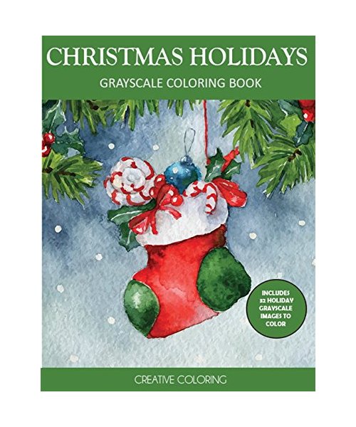 Christmas Holidays Grayscale Coloring Book