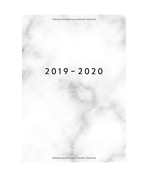 2019 - 2020: 1 Woche auf 2 Seiten | Wochenplaner ab KW31 | August 2019 bis Juli 2020 Kalender | Größe A5 | 52 Wochen Terminkalender Planer | Marmor Weiß