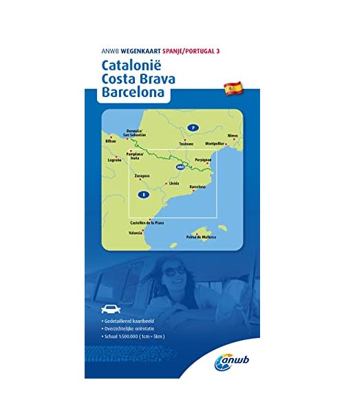 Catalonië, Costa Brava, Barcelona 3 wegenkaart (ANWB wegenkaart)