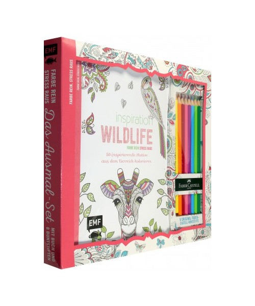 Kreativ-Set Farbe rein, Stress raus: Inspiration Wildlife - 50 inspirierende Motive aus dem Tierreich kolorien