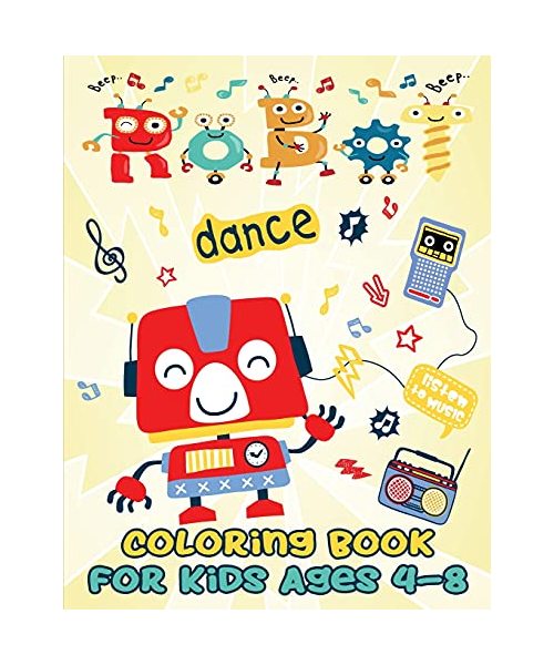 Robot coloring book for kids ages 4-8: Simple robots coloring book for children, preschoolers, kindergarten, 1st grade