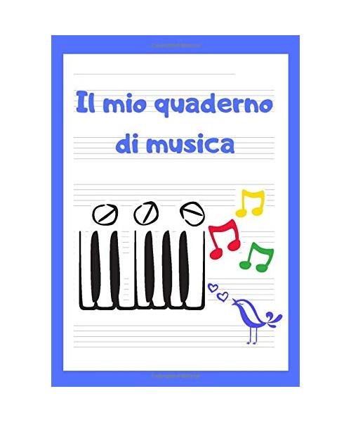 Quaderno pentagrammato per bambini: Il mio quaderno di musica, A4, 110 pagine, 6 pentagrammi per pagina (pentagramma grande)