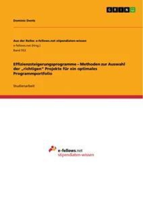 Effizienzsteigerungsprogramme -  Methoden zur Auswahl der "richtigen" Projekte für ein optimales Programmportfolio