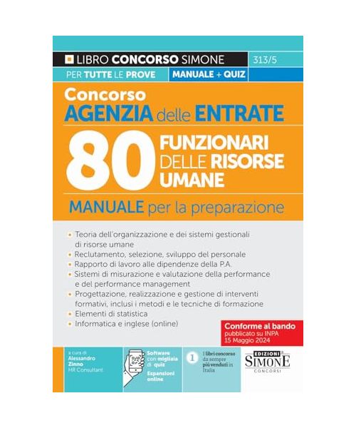 Concorso Agenzia delle Entrate 80 Funzionari delle Risorse Umane - Manuale per la preparazione (Concorsi e abilitazioni)