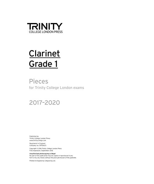 Clarinet Exam Pieces Grade 1 2017 2020 (Part Only)