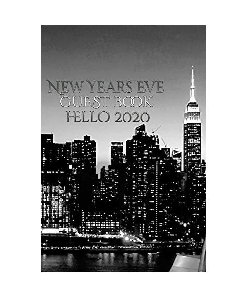 New Years Eve Iconic   Manhattan Night  Skyline Hello 2020  blank guest book