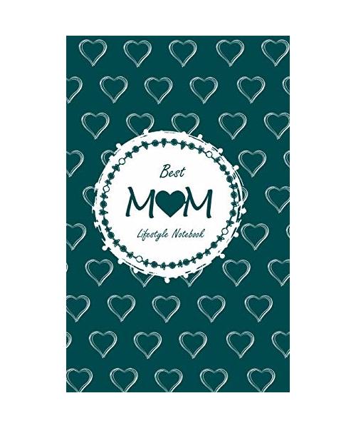 Best Mom Lifestyle Write-in Notebook, Dotted Lines, 288 Pages, Wide Ruled, Size 6 x 9 Inch (A5) Hardcover (Olive Green)