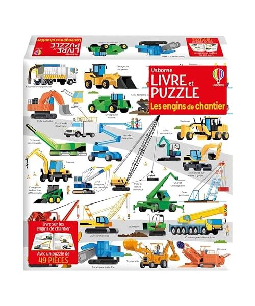 Les engins de chantier - Coffret livre et puzzle: Livre sur les engins de chantier avec un puzzle de 49 pièces