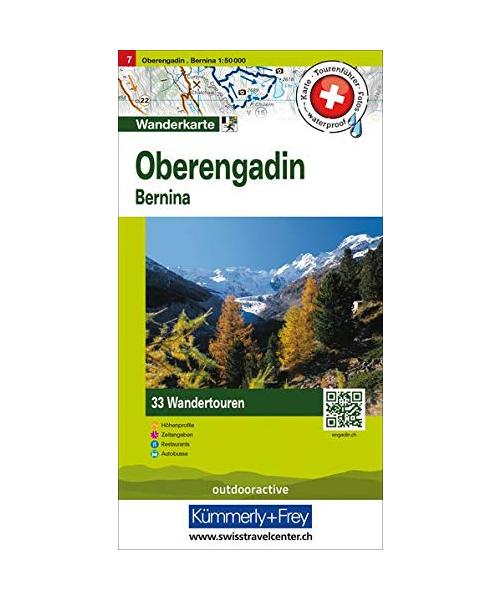 Hallwag Touren-Wanderkarte 07. Oberengadin, Bernina 1 : 50 000