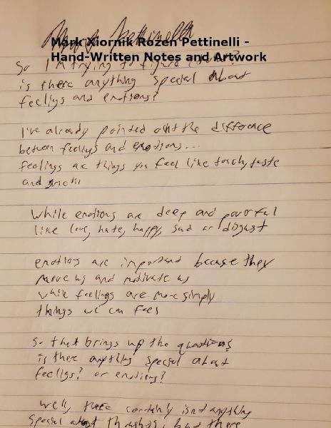 Mark Xiornik Rozen Pettinelli - Hand-Written Notes and Artwork