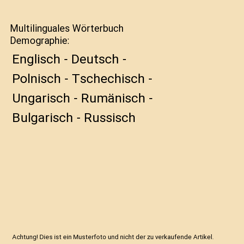 Multilinguales Wörterbuch Demographie