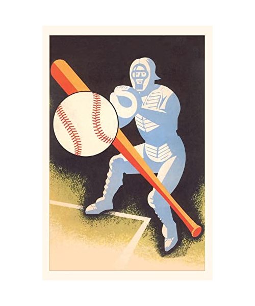 Vintage Journal Baseball, Bat, Catcher