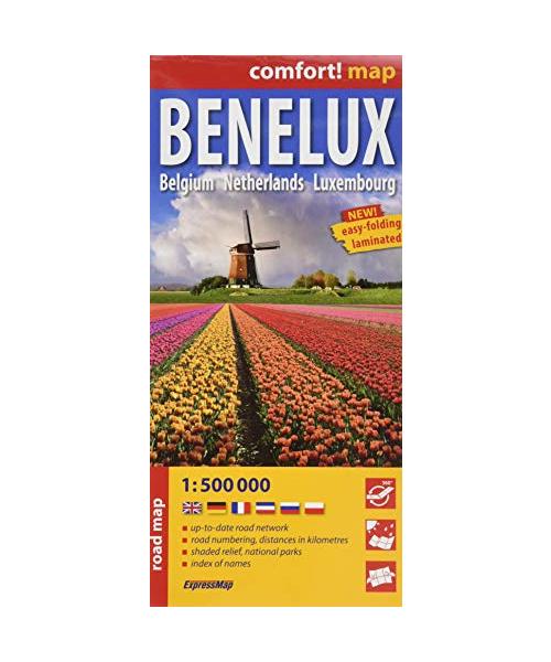 Benelux (Ang) 1/500.000 Carte Grand Format Laminée