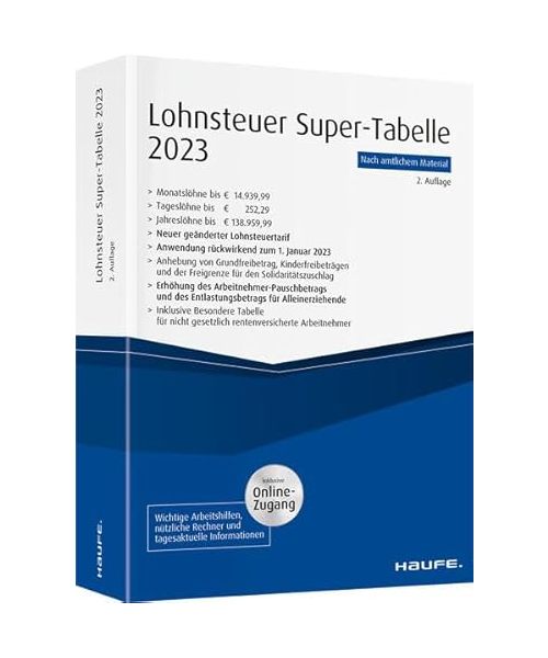 Lohnsteuer-Supertabelle 2023 plus Onlinezugang