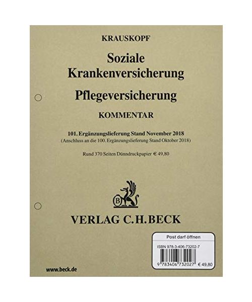 Soziale Krankenversicherung, Pflegeversicherung  101. Ergänzungslieferung