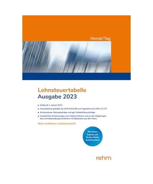 Lohnsteuertabelle Monat/Tag 2023
