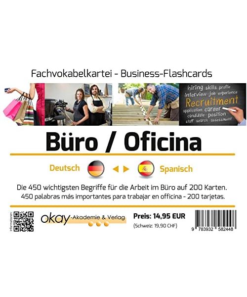 Fach - Vokabelkartei "Büro / Office / Arbeitsplatz" - Deutsch - Spanisch
