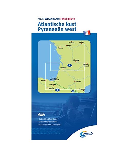 Atlantische kust,Pyreneeën west 10 ANWB wegenkaart