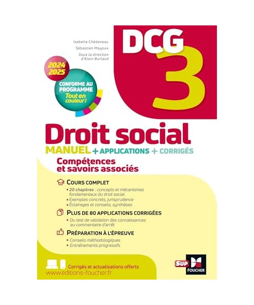 DCG 3 - Droit social - Manuel et applications - Millésime 2024-2025