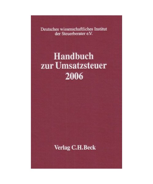 Handbuch zur Umsatzsteuer 2006