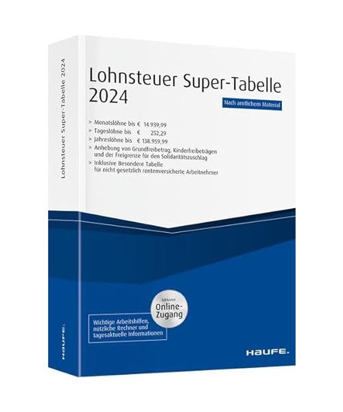 Lohnsteuer-Supertabelle 2024 inkl. Onlinezugang
