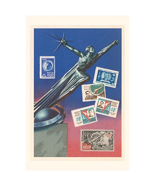 Vintage Journal Soviet Statue and Stamps