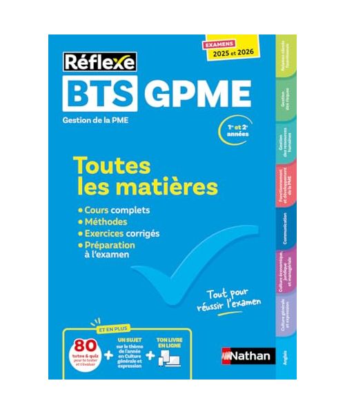 BTS Gestion de la PME - (Toutes les matières - Réflexe N°10) - 2025-2026