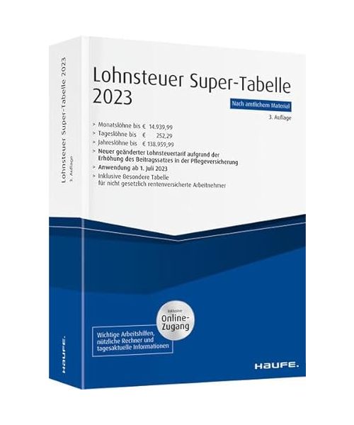 Lohnsteuer-Supertabelle 2023 inkl. Onlinezugang