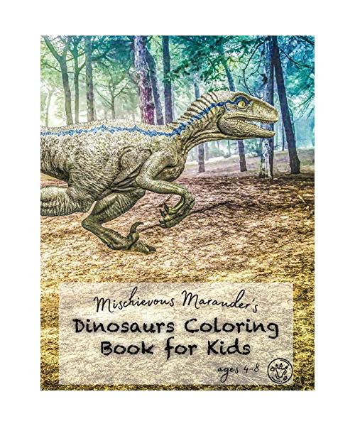 Mischievous Marauder's Dinosaurs Coloring Book For Kids Ages 4-8: A Fun Prehistoric Adventure Jumbo Dinosaur Coloring Book with Dot Grid Matrix Back P