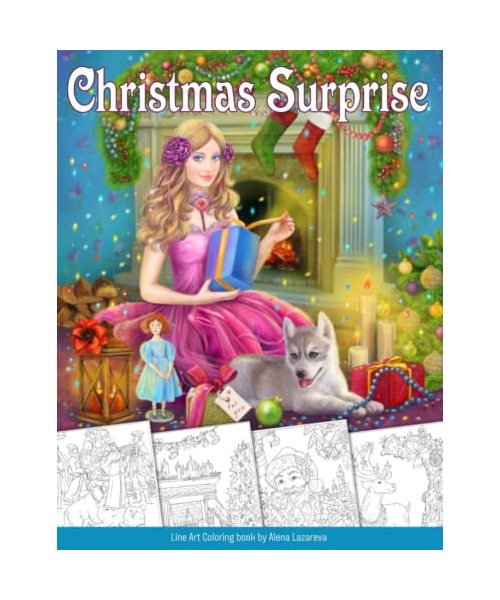Christmas Surprise Coloring Book. Grayscale & Line art: Coloring Book for Adults (Christmas Coloring books, Band 2)