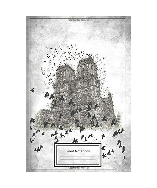 Notre Dame Cathedral Notebook: 200 page Lined Notebook with a black on white design - perfect for lovers of travel, Notre Dame, or Paris