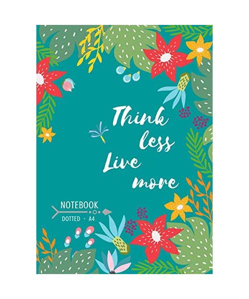 Dotted Notebook A4: Cute Dot Grid Journal Large with Numbered Pages | Floral Design Teal