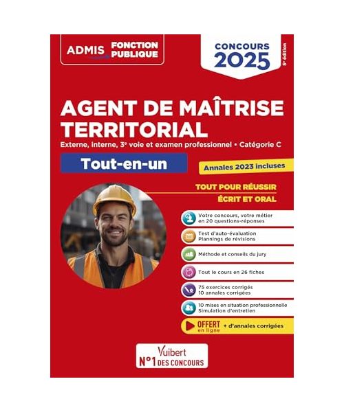 Concours Agent de maîtrise territorial 2025 - Catégorie C - Tout-en-un: Externe, interne, 3e voie, examen professionnel - Annales 2023 incluses
