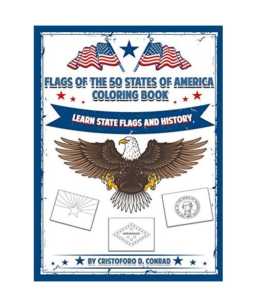 Flags of the 50 States of America Coloring Book